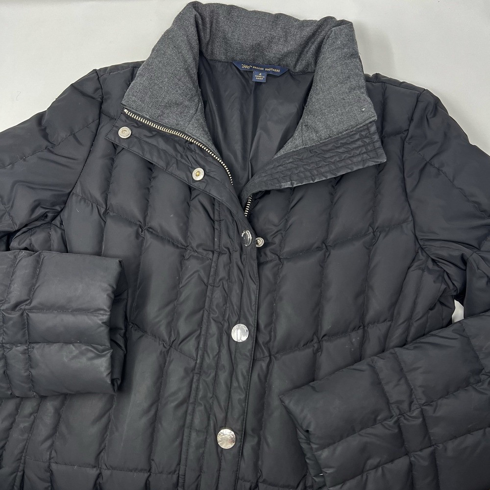 Brooks Brothers 346 Black Quilted Duck Down Puffer Jacket Size‎ 4 *Read*